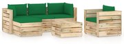 vidaXL 6-delige Loungeset met kussens groen geïmpregneerd hout