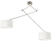 Hanglamp staal met kap 35 cm wit verstelbaar 2-lichts - Blitz Modern E27 rond Binnenverlichting Lamp