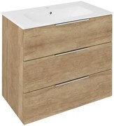 Sapho Cirasa badmeubel 80cm met 3 lades eiken met witte wastafel