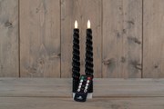 Anna's Collection - Led gedraaide dinerkaars - zwart - H 23cm - set van 2 stuks - met afstandsbediening