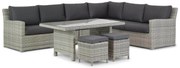 Dining Loungeset 6 personen Wicker Grijs Garden Collections Giardino/Napoli