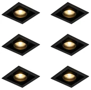 Set van 6 Moderne inbouwspot zwart verstelbaar - Roof GU10 Binnenverlichting Lamp
