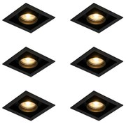 Set van 6 Moderne inbouwspot zwart verstelbaar - Roof