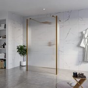 Fortifura Galeria Vrijstaande Inloopdouche - 120x200cm - Helder geribbeld - antikalk - 8mm veiligheidsglas - 2 zijwanden 40cm - wandsteunen en hoekprofielen - Geborsteld koper PVD (Koper) SW927772 2x/SW797953/SW797948 2x/SW876703 2x