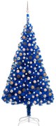 vidaXL Kunstkerstboom met LED's en kerstballen 240 cm PVC blauw