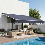 VEVOR Knikarmzonnescherm 4x3 m, Uitschuifbaar zonnescherm met handslinger, Terraszonnescherm met UPF 80+ zonbescherming, Zonnescherm, Balkonzonnescherm, Ideaal voor terras, balkon, tuin en ramen, Grijs