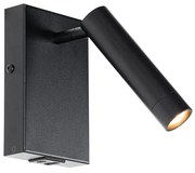 Moderne wandlamp zwart verstelbaar met usb - Croft