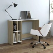 vidaXL Bureau 102,5x35x75 cm spaanplaat wit en sonoma eikenkleurig