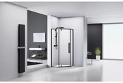 Van Rijn Products ST04 Vijfhoek - 98x200cm - helder glas - dikte 6mm - zwart ST041000100KP