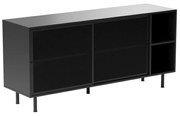 Dressoir Met Schuifdeuren Zwart Metaal - 160x45x75cm.