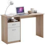 FMD Bureau met 1 lade 123x50x76,5 cm eikenkleurig en wit