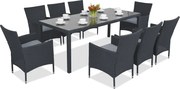 Milan/Grenada 8 technorattan tuinmeubelen met grote Garden Point tafel antraciet