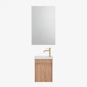 Narek Zwevend Houten Badkamermeubelset Met Geïntegreerde Wastafel Ash Brown & Rectangular Led And Antifog 55x90 Cm Riben & Goud ↑20 - Sklum