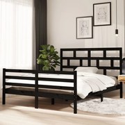 vidaXL Bedframe massief grenenhout zwart 160x200 cm