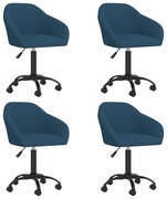 vidaXL Eetkamerstoelen draaibaar 4 st fluweel blauw