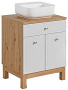 Comad Samoa badkamermeubel 60cm met witte waskom wit/eiken