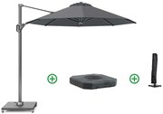 Zweefparasol  3mØ T1 (incl.voet + hoes) antracite Grijs-antraciet Platinum Voyager