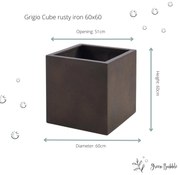 Pot Grigio cube rusty iron