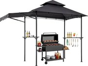 VEVOR Grillpaviljoen, 2430x1500x500mm, Grilloverkapping voor buitenbarbecues, 2-laags BBQ-paviljoen, Tuinpaviljoen met dubbel dak en extra luifel, voor terras, tuin en erf