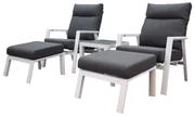 Vegas lounge balkonset 5 delig verstelbaar wit aluminium