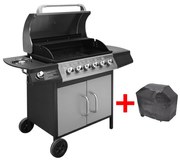 vidaXL Gasbarbecue 6+1 kookzone zwart en zilver