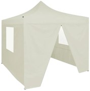 vidaXL Partytent met 4 zijwanden inklapbaar 2x2 m staal crème