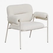 Fauteuil In Bouclé-stof Hanko Bouclé Wit - Sklum