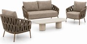 Stoel en Bank Loungeset 5 personen Rope Taupe 4 Seasons Outdoor Biarritz/Hampton