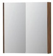 INK SPK2 Spiegelkast - 70x14x74cm - 2 deuren - dubbelzijdige Spiegel - schakelaar en stopcontact - MFC Noten 1105164