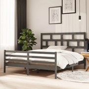 vidaXL Bedframe massief hout grijs 180x200 cm 6FT Super King