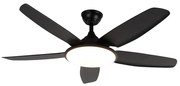 Plafondventilator zwart 130cm incl. LED dimbaar met afstandsbediening - Vifte