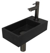 INK Versus Fonteinset - 36x18x9cm - wasbak links - 1 kraangat - Quartz zwart/metal black 1805174