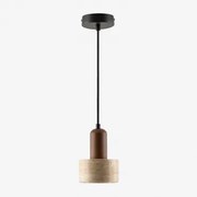 Plafondlamp Ø12 Cm In Travertijn En Hout Davise Natuurlijke Kleuren - Sklum