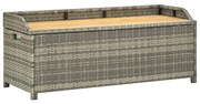 vidaXL Tuinopbergbank 120 cm poly rattan grijs