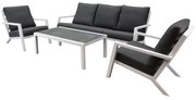 Malaga stoel-bank loungeset 4-delig wit aluminium