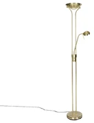 Moderne vloerlamp messing met leeslamp incl. LED dim to warm - Diva Modern Binnenverlichting Lamp