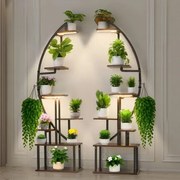 VEVOR Plantenstandaard met kweeklampen (2-pack), 7-laags bloemenstandaard, bloementrap, plantentrap, 3 timers en 10 helderheidsniveaus, bloemenplank voor de woonkamer, 550x260x1665mm