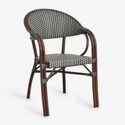 Brielle Bistro Stapelbare Aluminium Tuinstoel Met Armleuningen Grijs – Grafiet - Gardenia Wit - Sklum