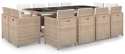 vidaXL 13-delige Tuinset met kussens poly rattan beige