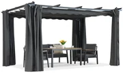 Barbados terraspergola 3x3 m met Garden Point antraciet gordijnen