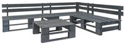 vidaXL 4-delige Loungeset pallet hout grijs