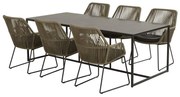 4 Seasons Outdoor Ramblas eetset met Quatro tafel HPL blad 220 x 95 cm light antraciet      taupe weerbestendig