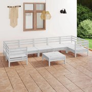 vidaXL 8-delige Loungeset massief grenenhout wit