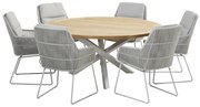 4 Seasons Outdoor Valencia tuinset frozen met Prado tafel Ø 160 cm  Tuinset    houtkleur weerbestendig