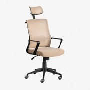 Bureaustoel Met Wielen En Hoofdsteun Teill Black Beige Amandelroos - Sklum