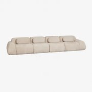 4-delige Modulaire Bank In Vacuüm Verpakte Chenille Merida Chenille Dik Tapiocabeige - Sklum