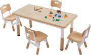 VEVOR Kinderzitgroep, kindertafel, 4 kinderstoelen, 1 tafel, kinderzitgroep van PP, kindertafelset, verstelbaar 48,2-57,2 cm / 27-31 cm voor kinderen, meisjes, speelkamer, stabiele kindermeubelset