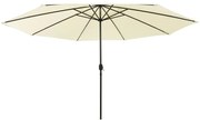 vidaXL Parasol met LED-verlichting en metalen paal 400 cm zandkleurig