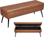 VEVOR Ottoman Bank (355 x 1015 x 450 mm) van PU-leer met metalen poten en opbergruimte, gestoffeerde schoenenbank met een draagvermogen van 300 kg, moderne bedbank slaapkamerbank voor de woonkamer eetkamer bruin