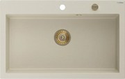 Mexen Elix granieten spoelbak 1-komerig 800 x 500 mm, beige, gouden sifon - 6527801005-69-G
